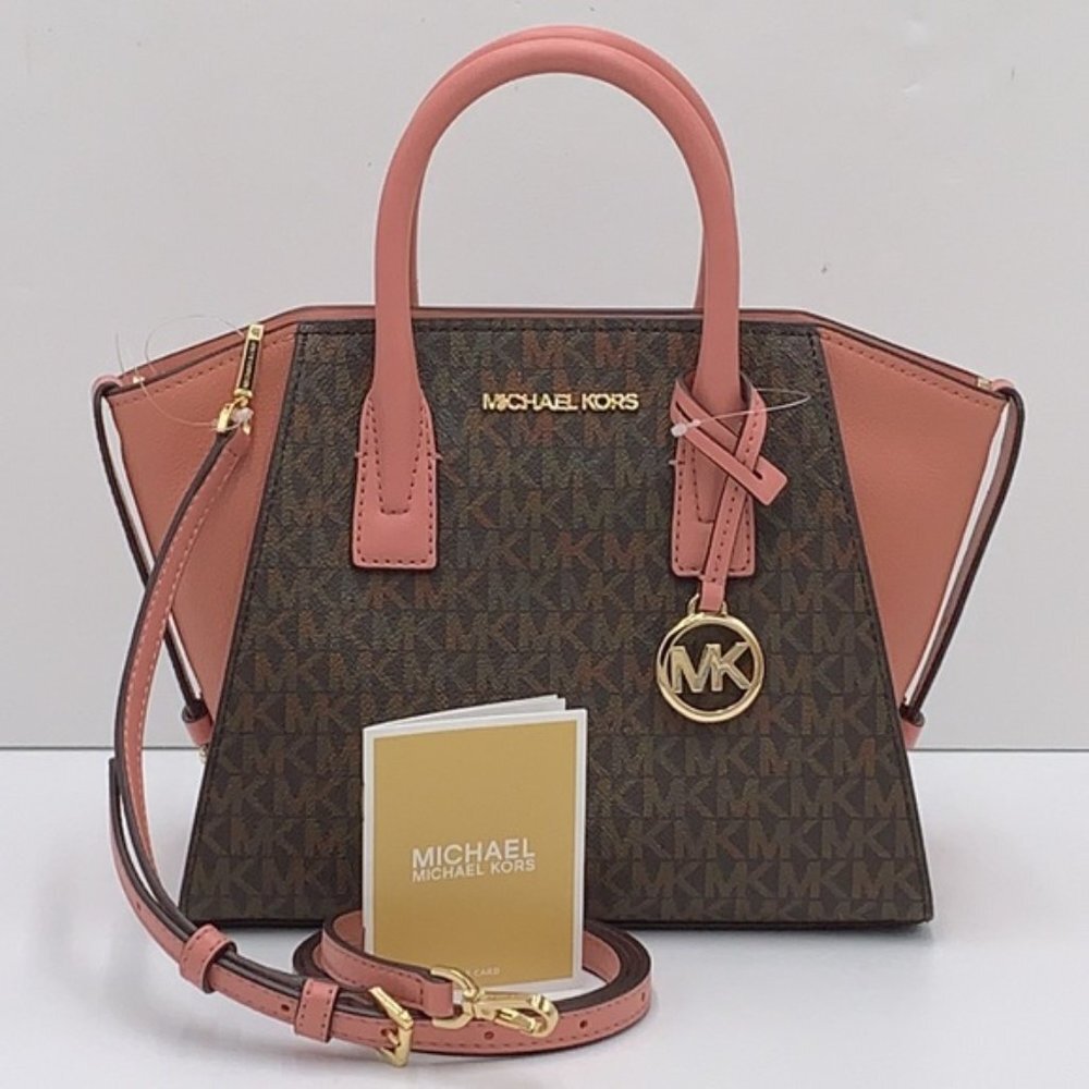 Michael Kors Avril Small Logo Top-Zip Satchel Sunset Rose - Picture 8 of 16